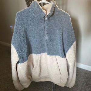 White and grey fleece